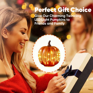 Sakerplus Illuminated Starry Night Glass Pumpkins