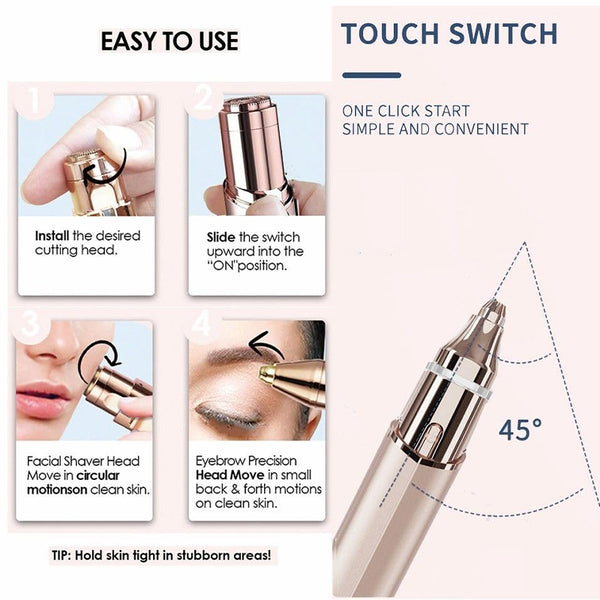 Recortadora y depiladora facial portátil Sakerplus®