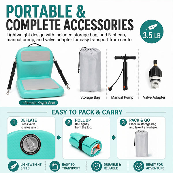 Sakerplus® Ergonomic Inflatable Kayak Seat With Backrest
