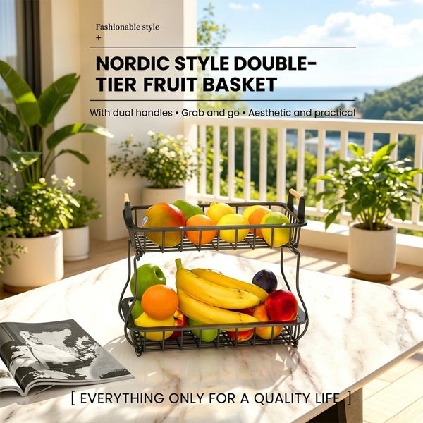 Sakerplus® 2-Tier Metal Wire Fruit Storage Basket