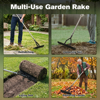 Sakerplus® Heavy Duty Lawn Thatch Rake