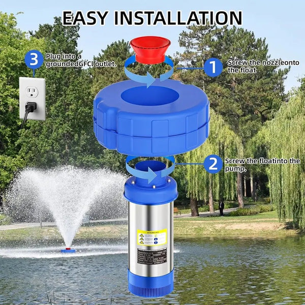 Sakerplus® Automatic Floating Pond Fountain Aerator