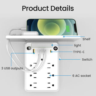 Sakerplus Multi-plug outlet with night light