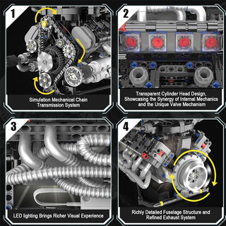 Sakerplus® V8 Working Car Engine Kit
