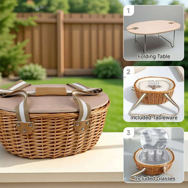 Sakerplus® Picnic Basket With Wine Table