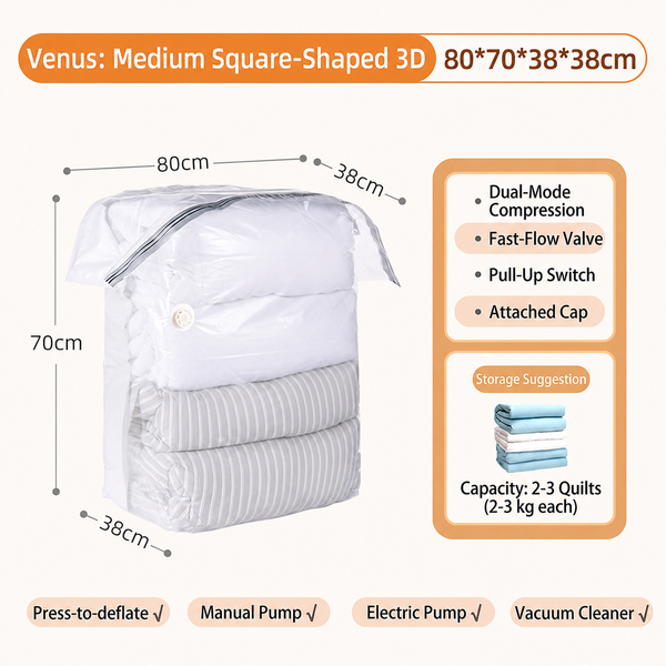 Sakerplus® Cube Vacuum Storage Bags