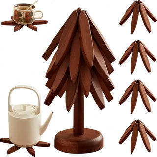 Sakerplus® Wooden Tree Trivets For Hot Dishes 4pcs