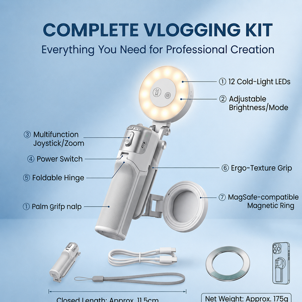 Sakerplus® Zoomable Magnetic Palm Grip Mini Selfie Stick