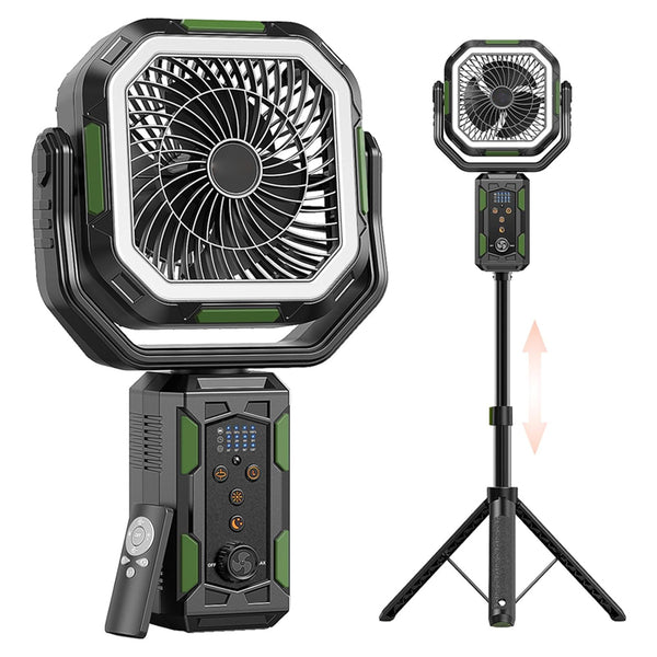 Ventilador de camping Sakerplus con luz y batería
