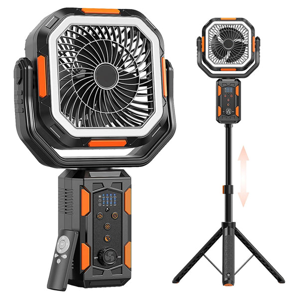 Ventilador de camping Sakerplus con luz y batería