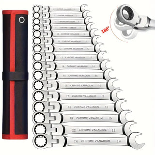 Sakerplus® Flex Head Ratcheting Wrench Set 16pcs