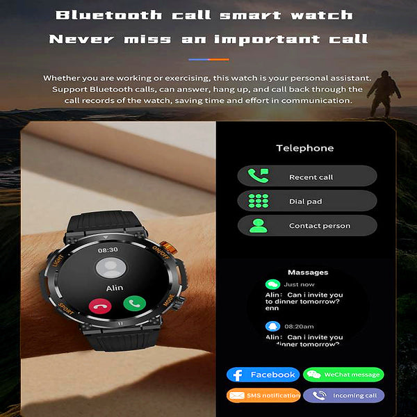 Sakerplus® Outdoor Smartwatch with Bluetooth Calling