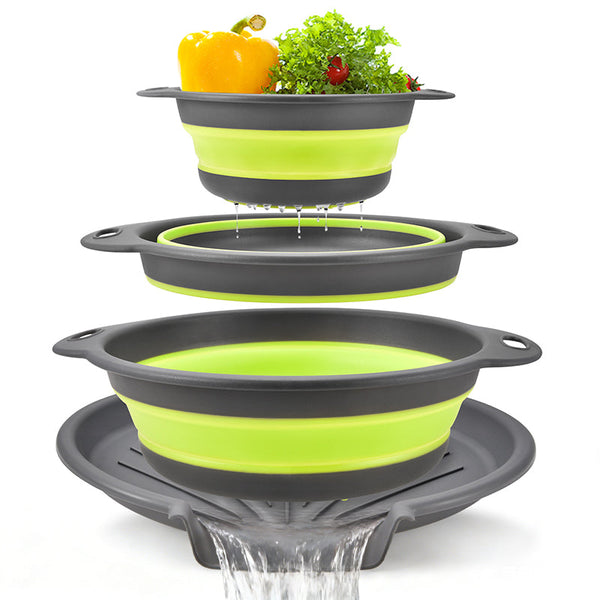 Sakerplus® Collapsible Silicone Kitchen Strainer Set