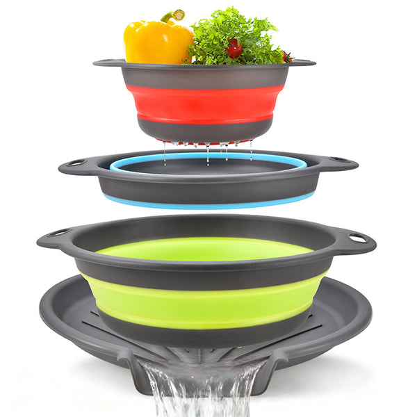 Sakerplus® Collapsible Silicone Kitchen Strainer Set