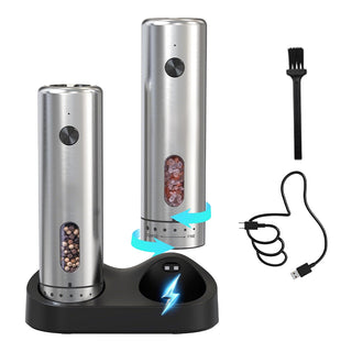Sakerplus Electric Salt and Pepper Grinder Set with Charging Base