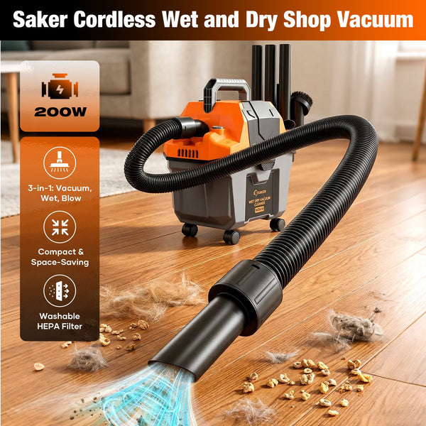 Sakerplus® Cordless Wet and Dry Shop Vacuum