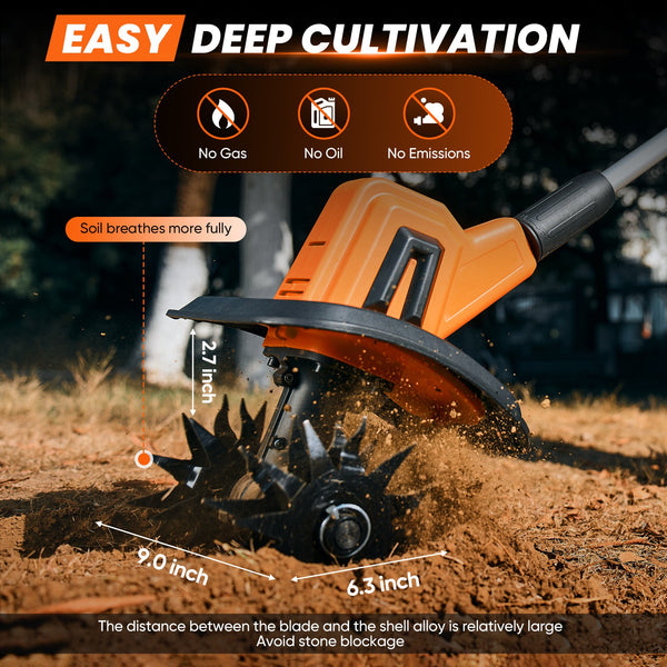 Saker® Cordless Electric Garden Tiller Cultivator