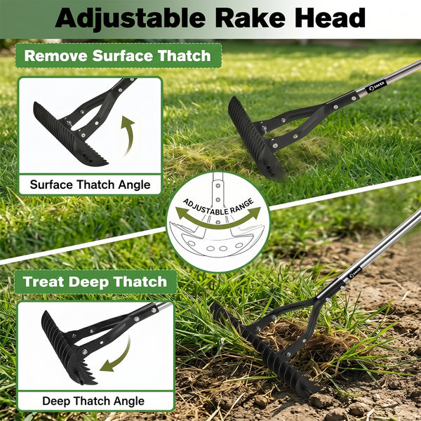 Sakerplus® Heavy Duty Lawn Thatch Rake