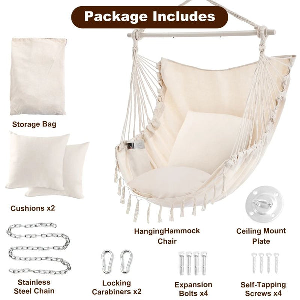 Sakerplus® Extra Large Macrame Hanging Swing Seat