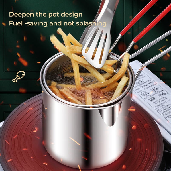 Deep stainless steel fryer cooking french fries