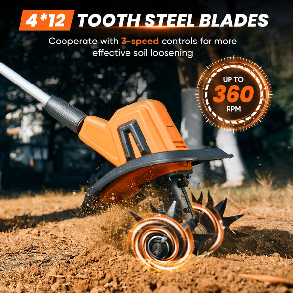 Saker® Cordless Electric Garden Tiller Cultivator