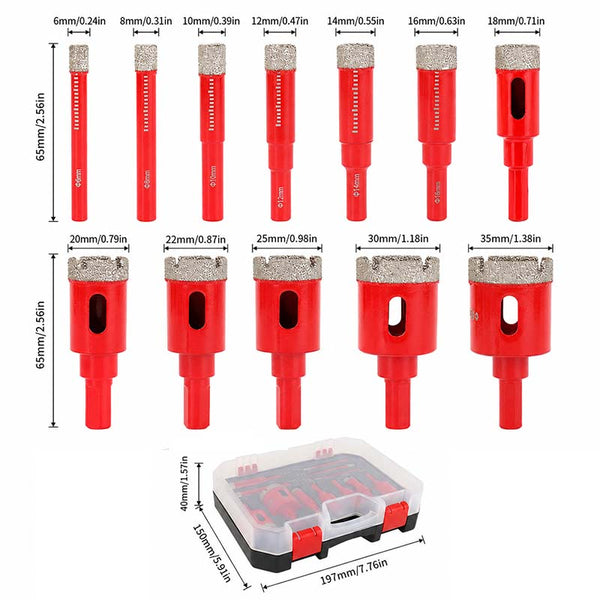 Sakerplus® 12-Piece Multifunctional Glass & Marble Drill Bit Set
