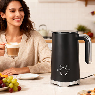 Sakerplus Perfect Milk Frother Electric Milk Steamer With Four Frothing Programs｜Warm & Cold Foam Maker For Lattes Cappuccinos Coffee Drinks｜LED Indicator Non-Stick Bowl 360° Base｜Auto Shut-Off Overheat Protection｜Removable Lid Easy To Clean Milk Heater｜Premium ILAG Coating High Capacity Milk Frothing Machine