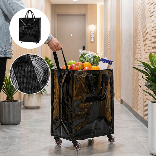 Sakerplus® Foldable Rolling Tote Bag With Wheels