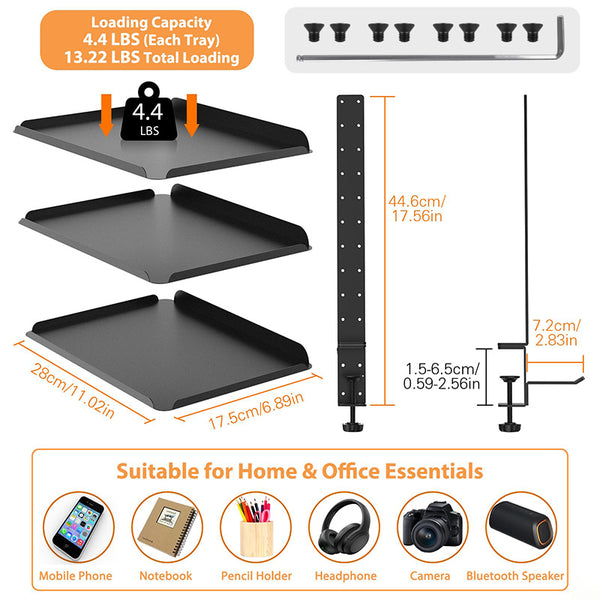 Sakerplus® Three-Tier Clamp-On Desk Shelf Organizer
