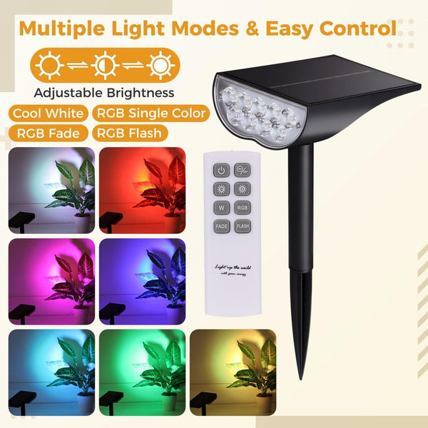 Sakerplus® Waterproof Solar Lights Outdoor RGB Spotlight