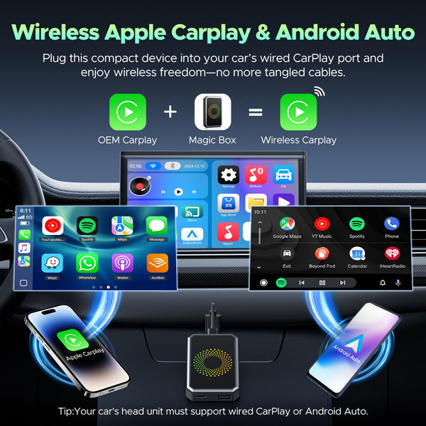 Sakerplus® Wireless CarPlay Adapter Video Box