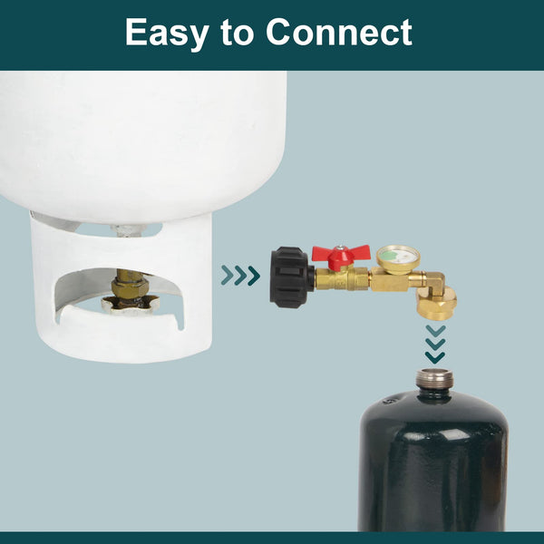 Adaptador de recarga de propano Sakerplus® con válvula de bola