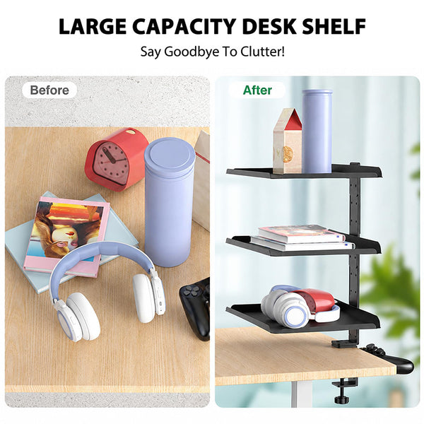 Sakerplus® Three-Tier Clamp-On Desk Shelf Organizer