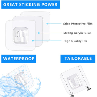Sakerplus® Transparent Double Sided Wall Hooks