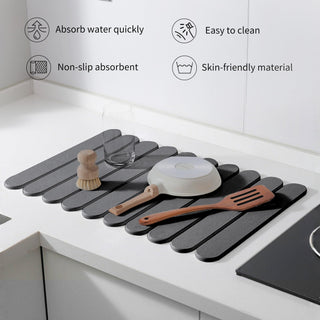 Sakerplus® Grey Stone Dish Drying Mat For Kitchen