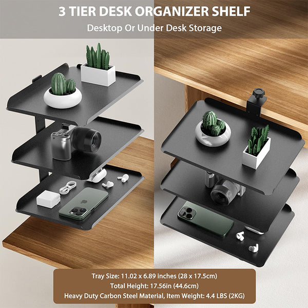 Sakerplus® Three-Tier Clamp-On Desk Shelf Organizer