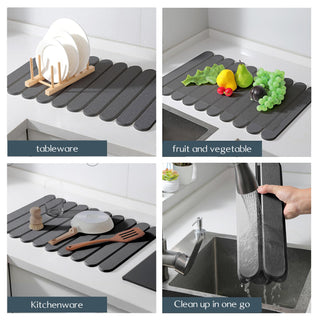 Sakerplus® Grey Stone Dish Drying Mat For Kitchen