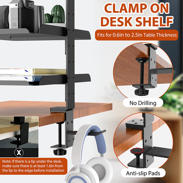 Sakerplus® Three-Tier Clamp-On Desk Shelf Organizer