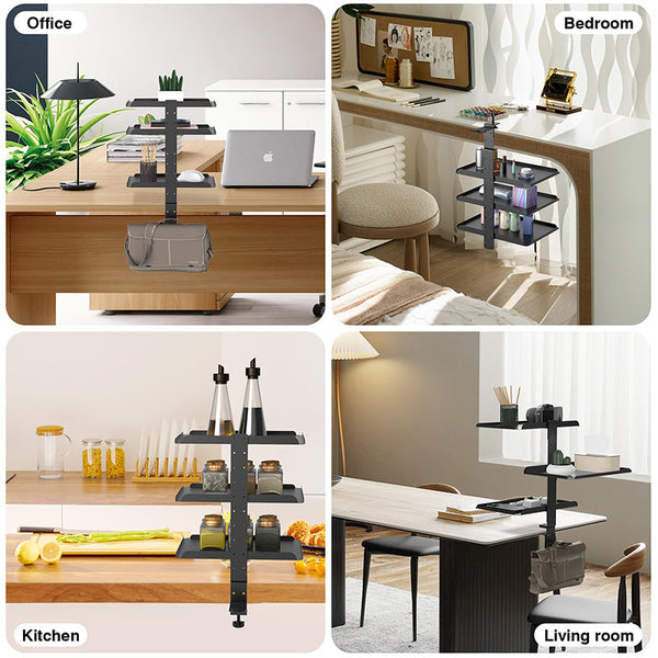 Sakerplus® Three-Tier Clamp-On Desk Shelf Organizer