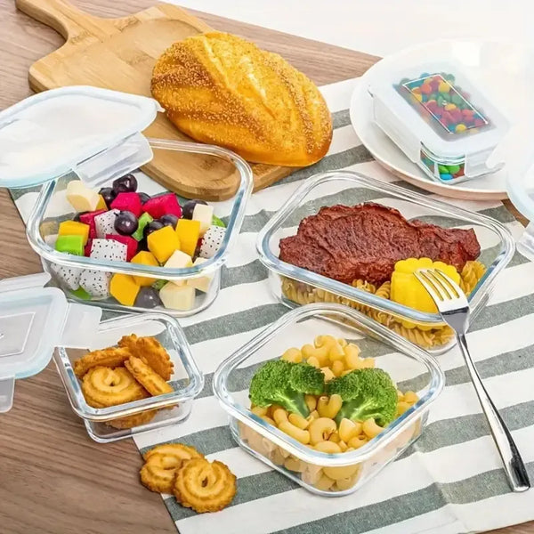Sakerplus® Four-Piece Glass Food Storage Container Set