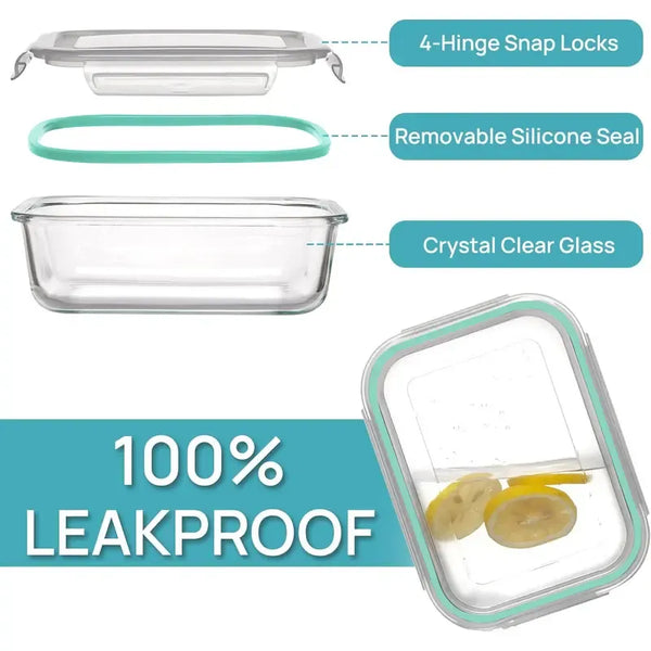 Sakerplus® Four-Piece Glass Food Storage Container Set
