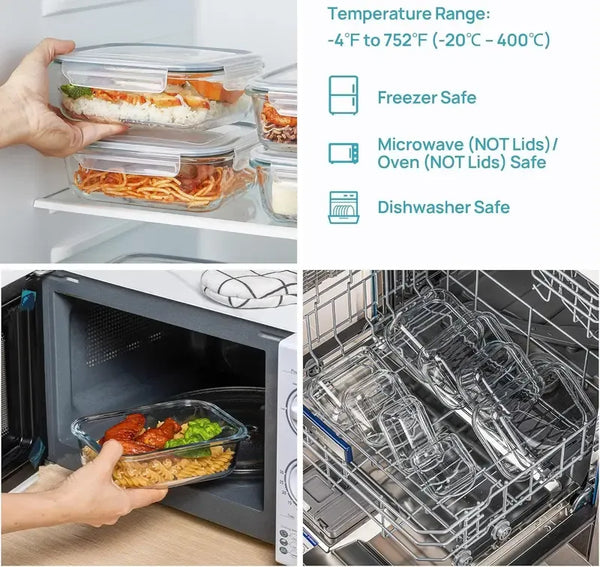 Sakerplus® Four-Piece Glass Food Storage Container Set