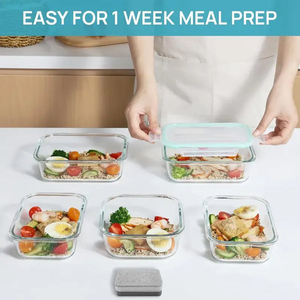 Sakerplus® Four-Piece Glass Food Storage Container Set
