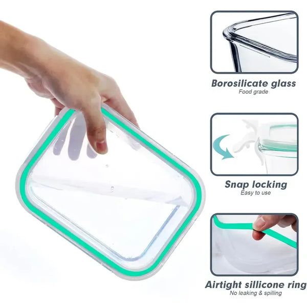 Sakerplus® Four-Piece Glass Food Storage Container Set