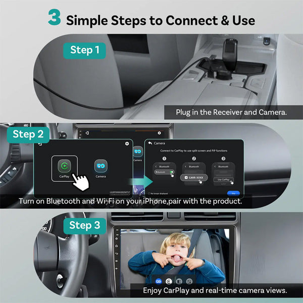 Sakerplus® Wireless CarPlay Rear Seat Camera