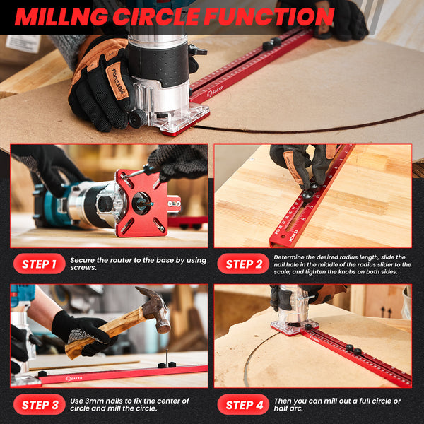 Robust Woodworking Bracket for Milling Tasks - SAKER® 4 in 1 Router Milling Groove Bracket