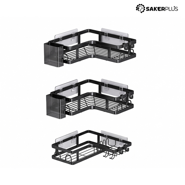 Sakerplus® Drill-Free Bathroom Corner Shelf Set