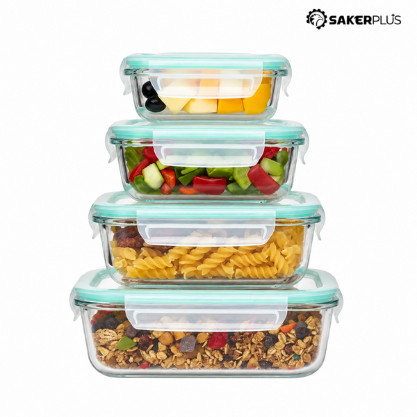 Sakerplus® Four-Piece Glass Food Storage Container Set
