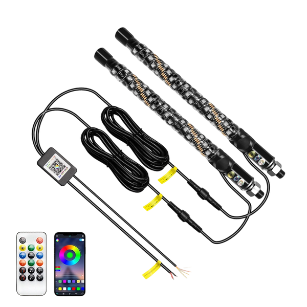 Sakerplus® Spiral RGB LED Whip Lights Set