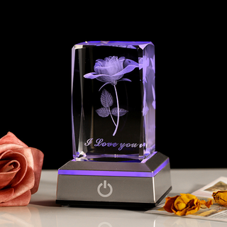 Sakerplus® 3D Rose Crystal Night Lamp
